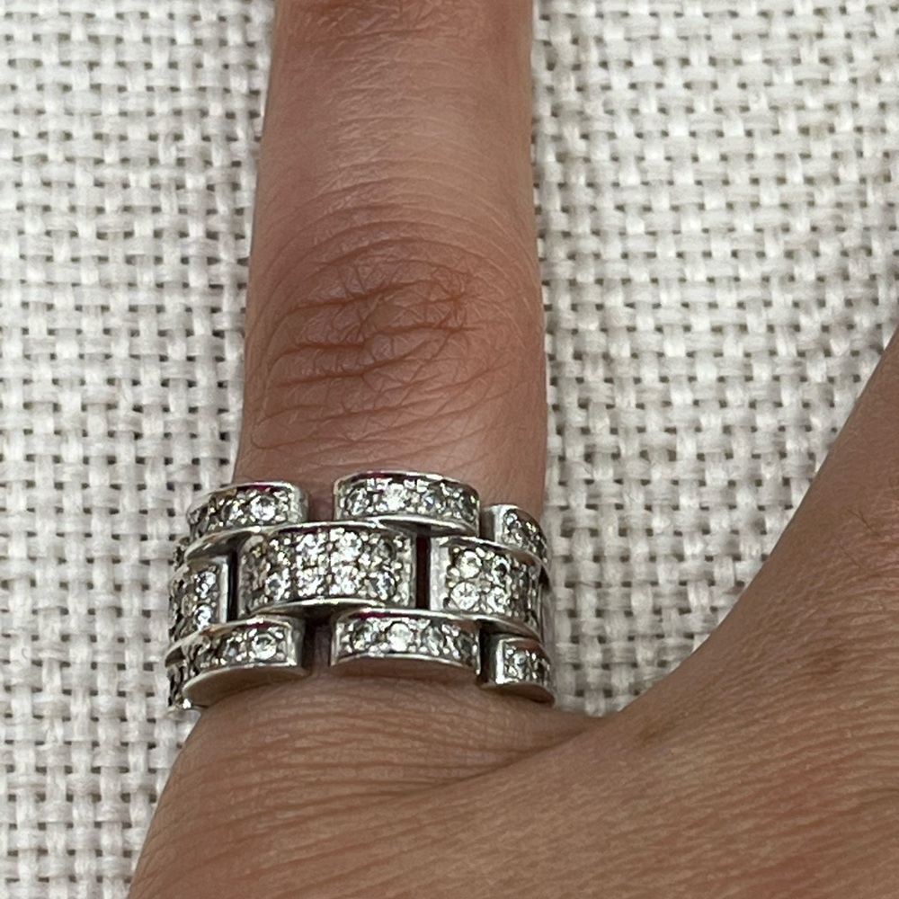 Bold Vintage 925 DQ CZ Statement Ring Size ~5.5 - Picture 4 of 15